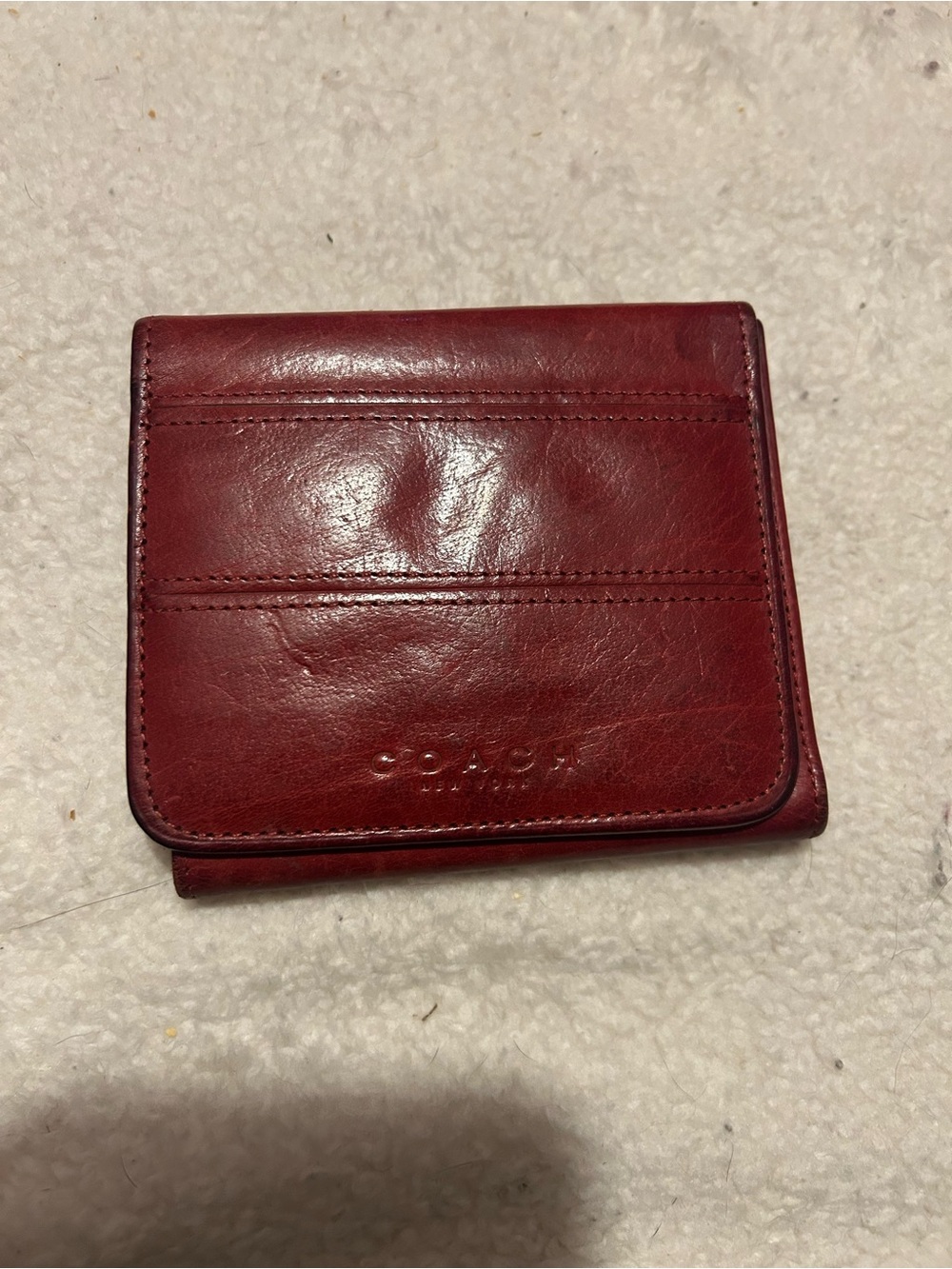 Coach Red Leather Compact Bifold Wallet